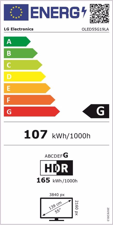 Energie-Label LG OLED55G19 (55", OLED, 4K, 2021)