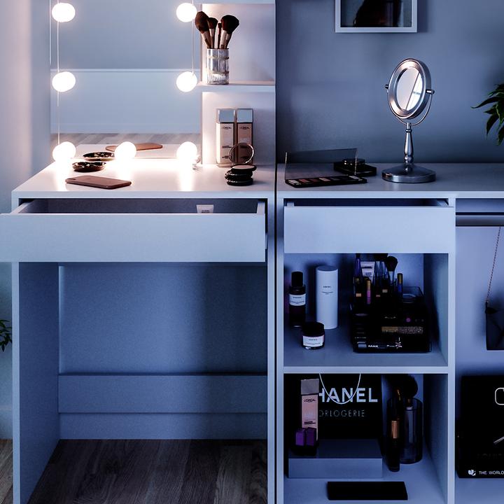 Produktbild Vicco Isabelle mit LED Beleuchtung und Schrank (140 x 40 x 140 cm)