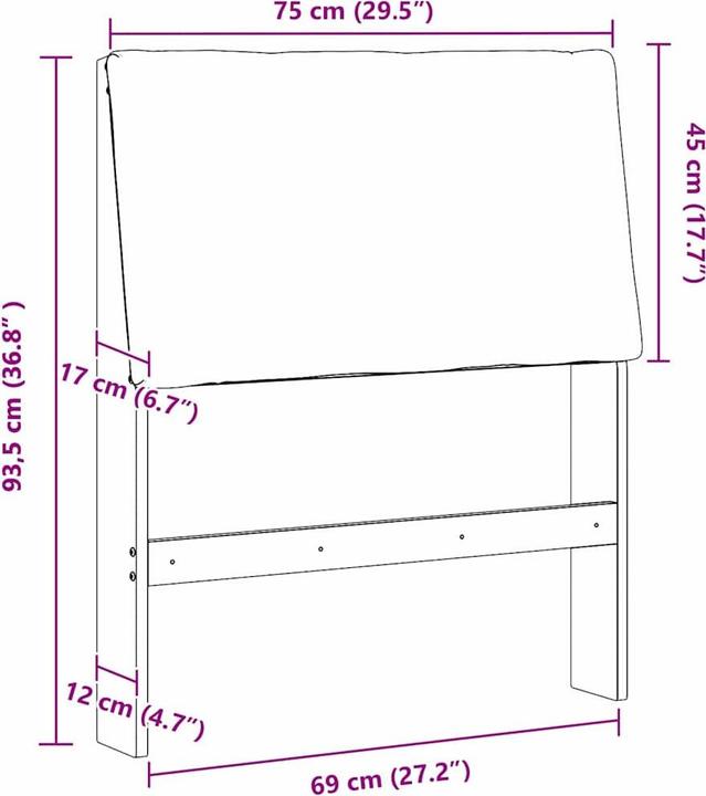 Image du produit vidaXL Gepolstertes Kopfteil (75 x 17 x 93.50 cm)