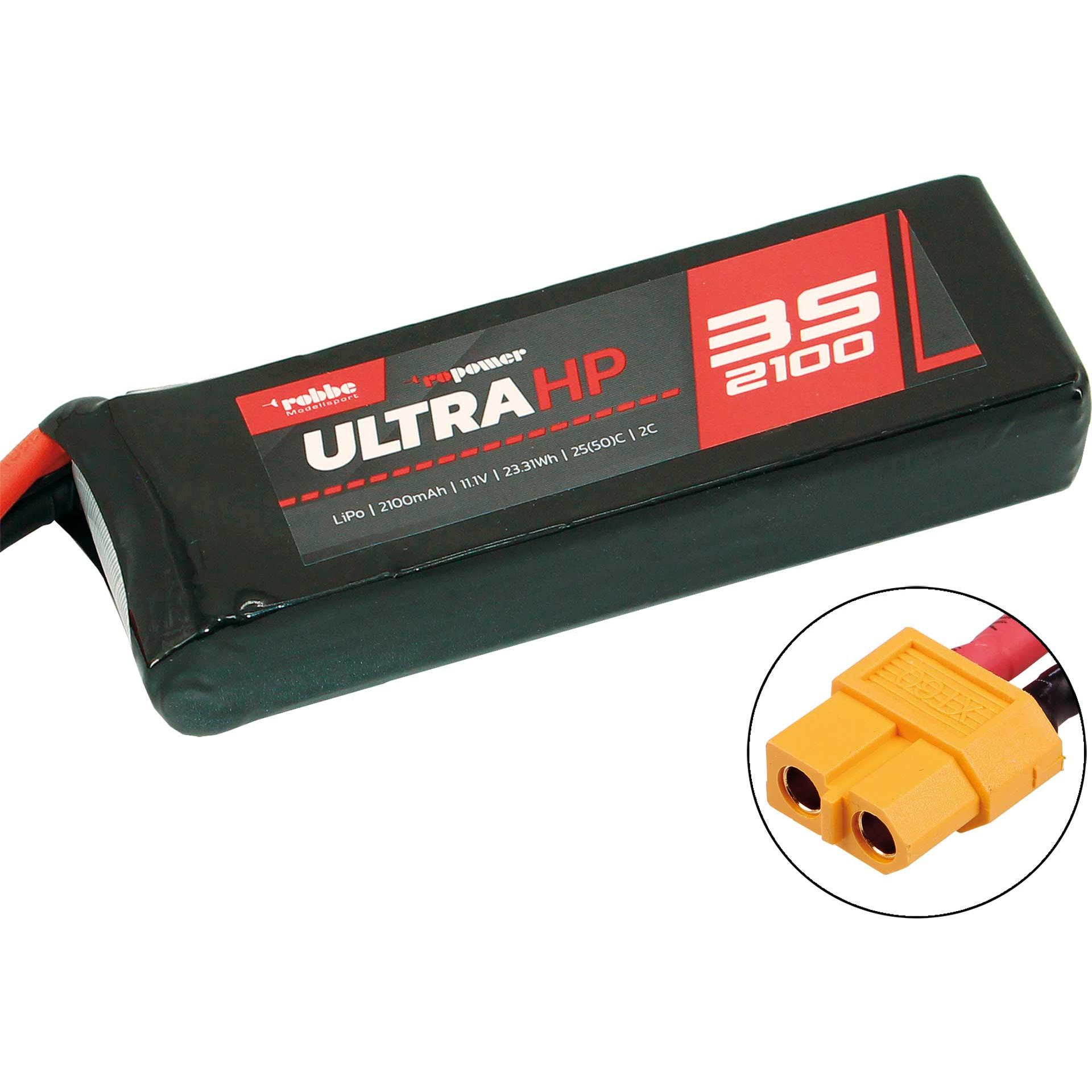 Thumbnail - Robbe Modellsport RO-POWER ULTRA HP 2100MAH 11,1 VOLT 3S 25(50)C LIPO AKKU (11.10 V, 2100 mAh)