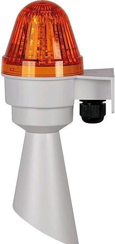 Actual product image Testboy COBLHP582GT230AL electric small horn with funnel yellow lens, grey 230 VAC