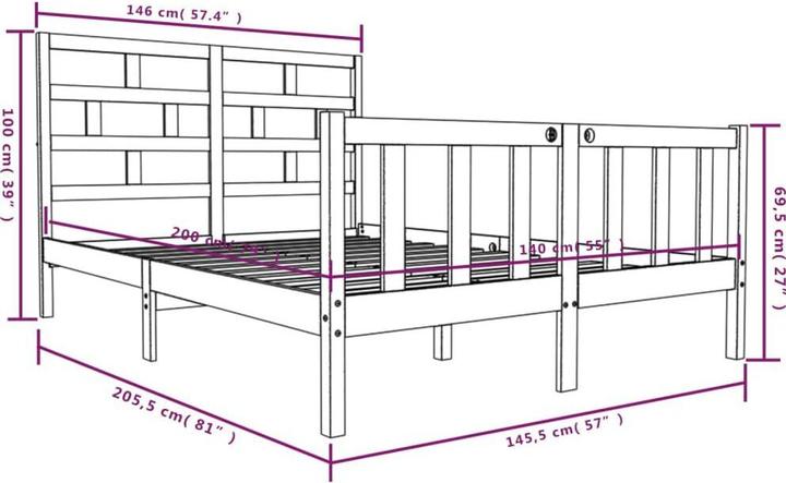 Actual product image vidaXL Bettrahmen (140 x 200 cm)