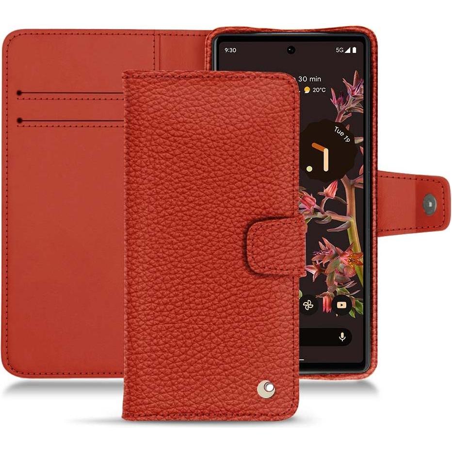 Noreve Lederschutzhülle Wallet (Google Pixel 6), Smartphone Hülle, Orange