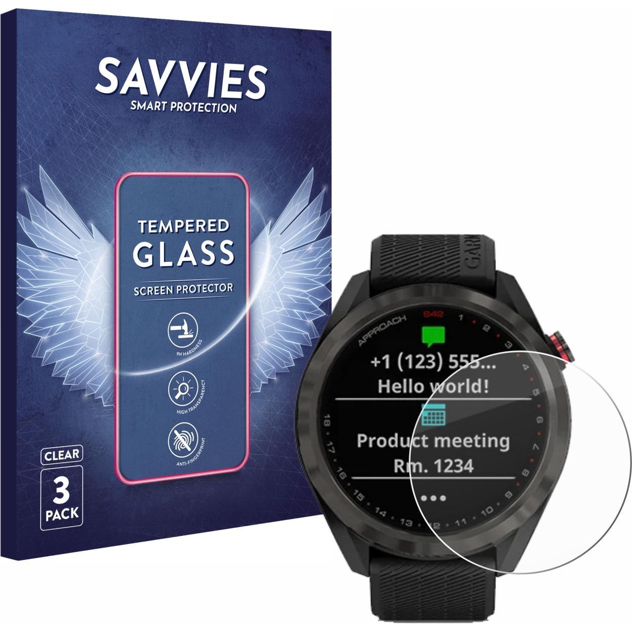 Savvies Panzerglas Hartglas Displayschutz, Smartwatch Schutzfolie, Transparent