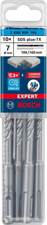 Immagine prodotto Bosch Professional Zubehör Trapano a percussione Expert SDS plus-7X, 7 x 100 x 165 mm, 10 pezzi. (7 mm)