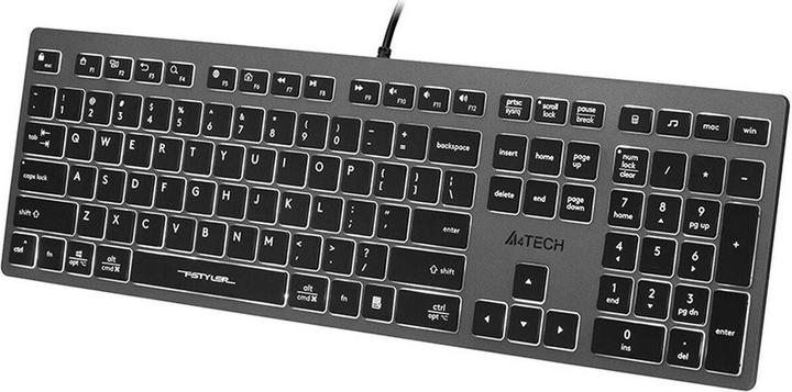 Actual product image A4Tech FSTYLER FX60H (White Backlit) Keyboard USB QWERTY Black Grey (USA, Cable)