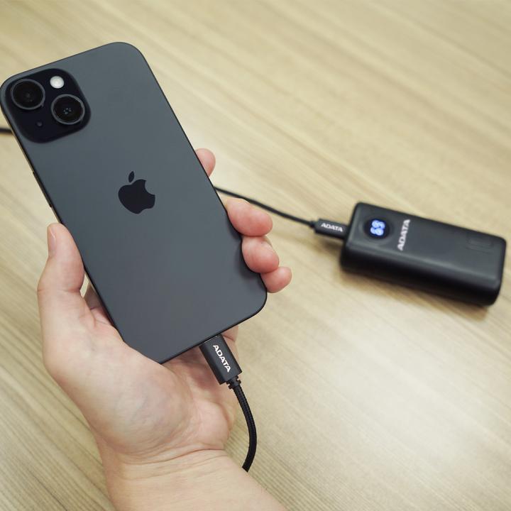 Produktbild Adata USB Cable(C-to-C) black 2m Plastic/Nylon (2 m, USB 2.0, 100 W)