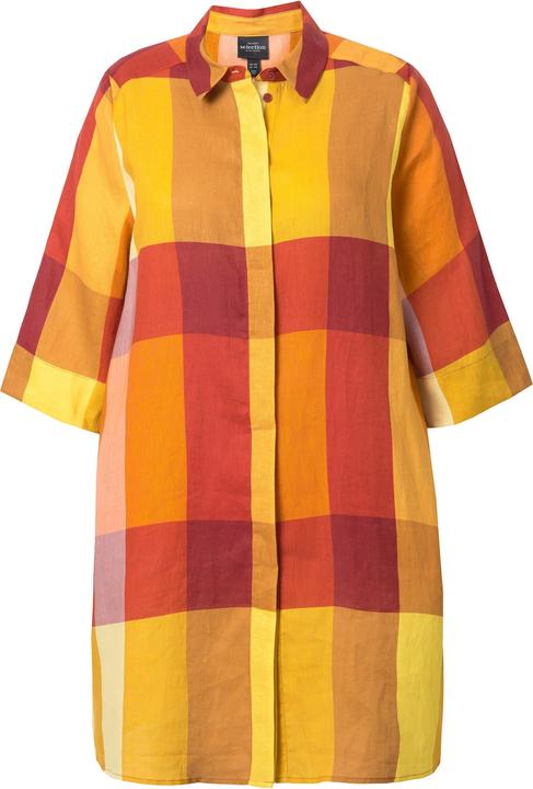 Produktbild Ulla Popken Leinen-Longbluse, Hemdkragen, Taschen, 3/4-Arm (42, 44)