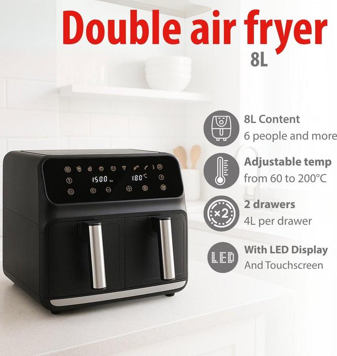 Productafbeelding alpina Dubbele airfryer 8L 230V 1700W
