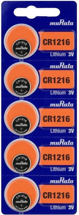 Murata Lithium-Knopfzelle CR 1216 (5 Stk., CR1216, 30 mAh)