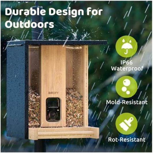 Actual product image Birdfy Feeder Bamboo AI by Subscription + Solar Panel