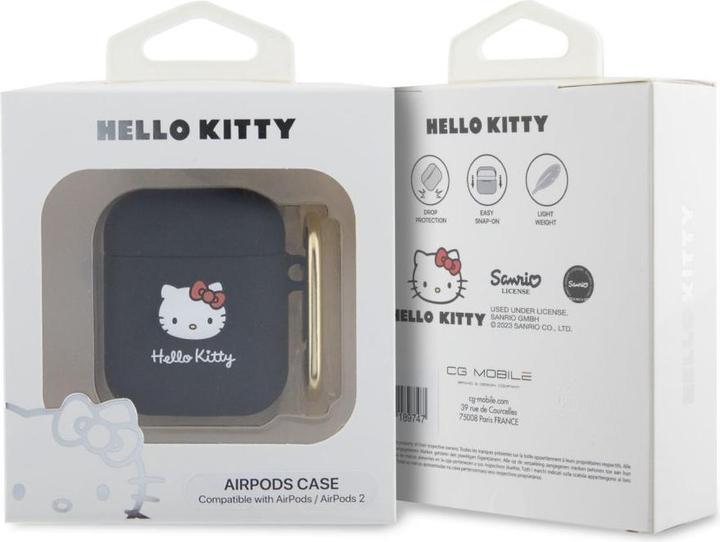 Produktbild Hello Kitty HKA23DKHSK Airpods 1/2 cover czarny/black Silicone 3D Kitty Head (Kopfhörer Hülle)