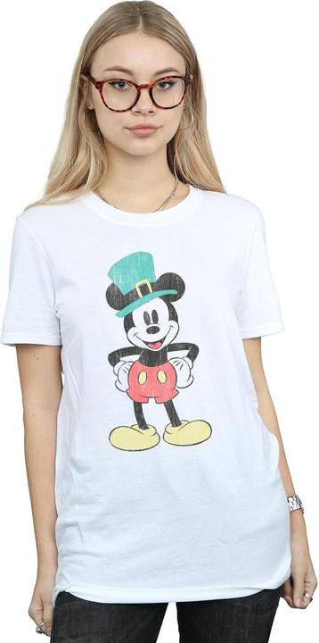 Actual product image Disney Womens/Ladies Mickey Mouse Leprechaun Hat Cotton Boyfriend T-Shirt (S)