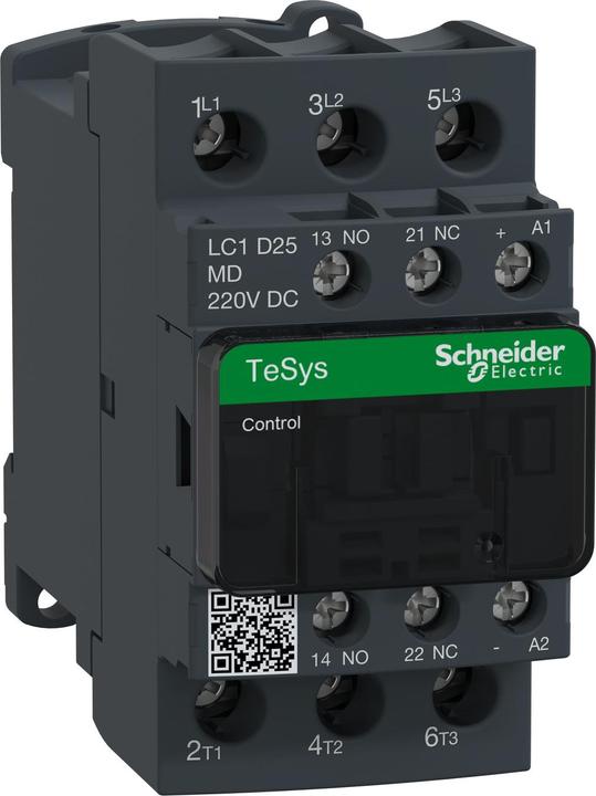 Image du produit Schneider Electric Contacteur,3P,Spl,25A AC3 11KW 1NO1NC 220Vdc