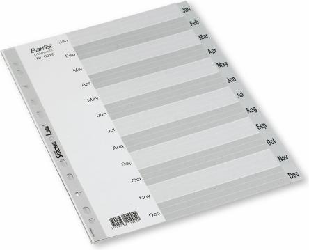 Image du produit Bantex Intercalaire Basic-line, jan-dec, plast, A4, grå