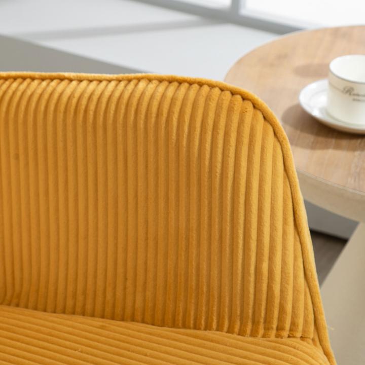 Image du produit Homcom Schaukelstuhl Kord (100% Polyester), Buchenholz, Stahl, Schaumstoff Gelb