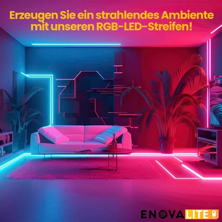 Actual product image Enovalite Set of LED strips, RGB, including remote control and power supply unit (RGB, 500 cm, Indoor)