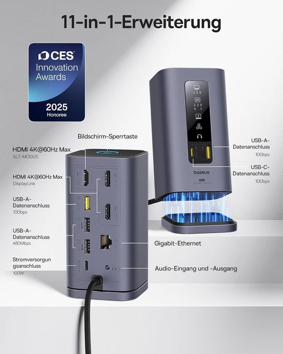 Productafbeelding Baseus Spacemate Displaylink Dockingstation (USB-C, 11 ports)