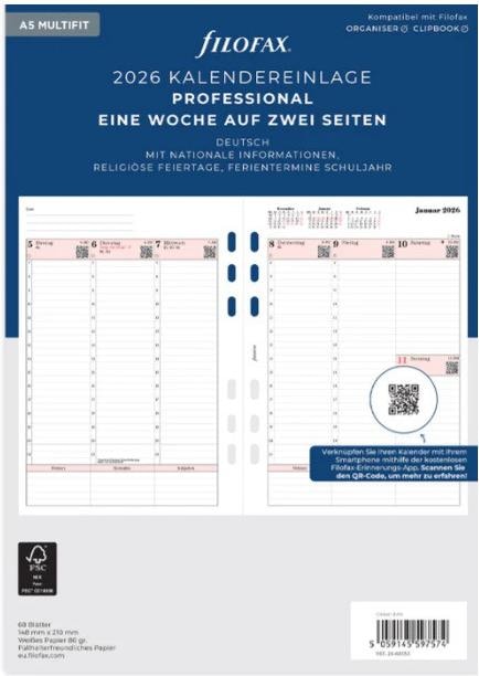 Produktbild Filofax A5 INH.1W/2S.PROF.DEUTSCH (A5, Deutsch)