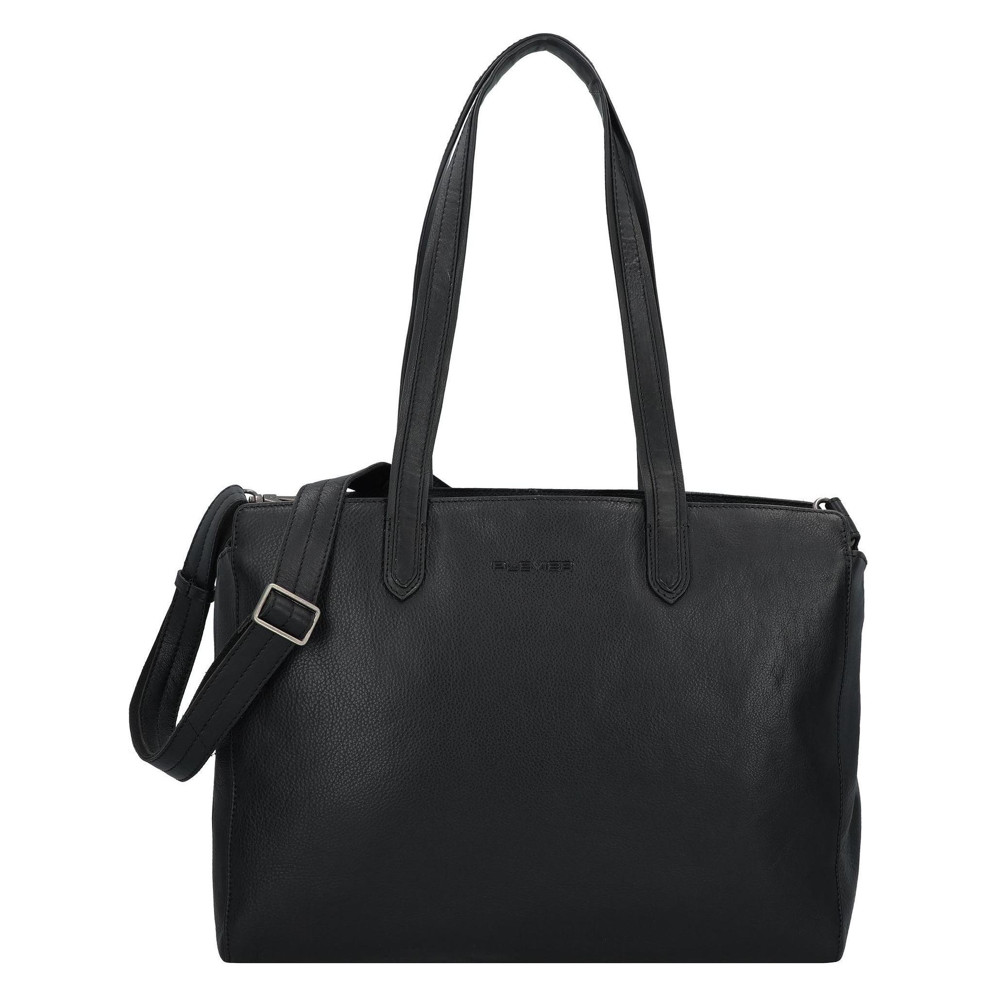 Plevier, Damen, Tasche, Power Shopper Tasche Leder 41 Cm Laptopfach, Schwarz, (11 l)
