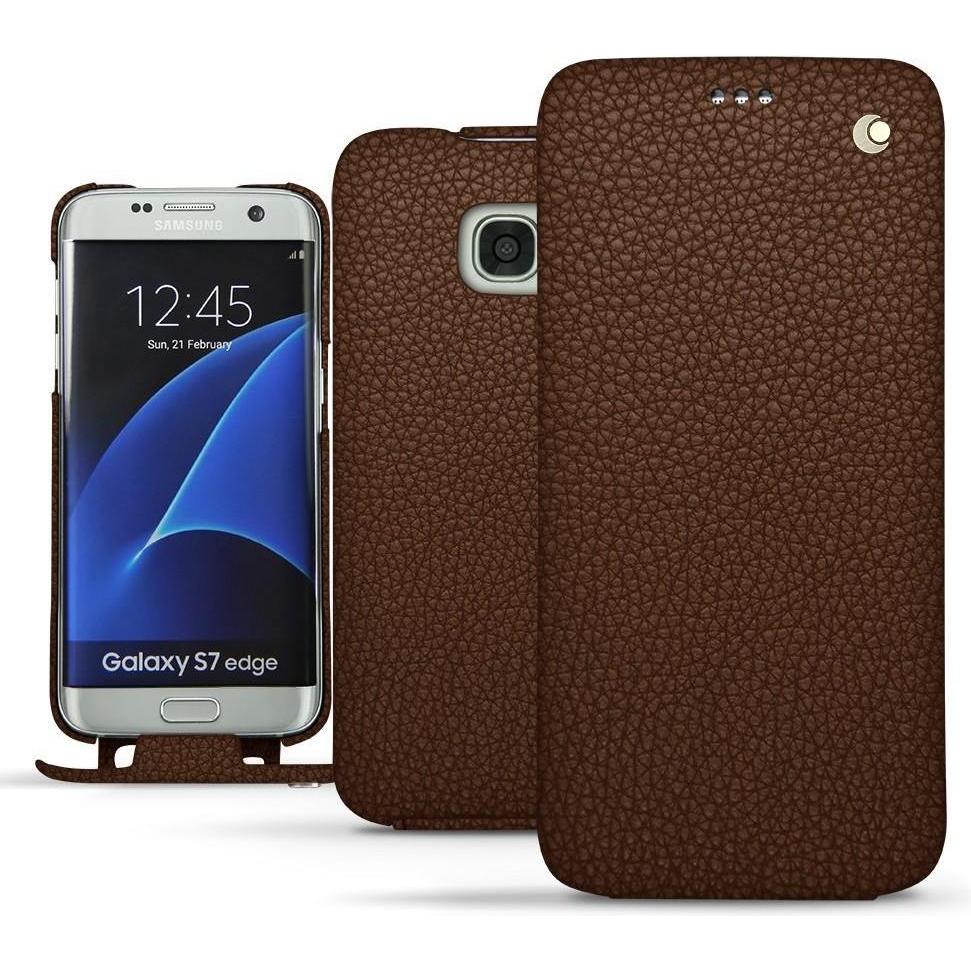 Noreve Lederschutzhülle vertikal (Samsung Galaxy S7 Edge), Smartphone Hülle, Braun