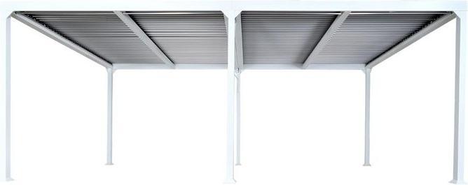 Produktbild Mendler Alu Pergola HWC-L41, Lamellen-Pavillon, stabiles 8cm-Metall-Gestell 3x6m - weiss (300 cm, 600 cm)