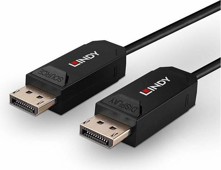 Actual product image Lindy 30m Fibre Optic Hybrid DP 2.0 UBHR10 Cable 40Gbps, up to 8K60 (30 m, DisplayPort, 2.0)