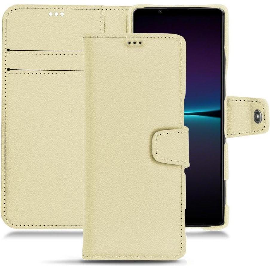 Noreve Lederschutzhülle Wallet (Sony Xperia 1 IV), Smartphone Hülle, Beige