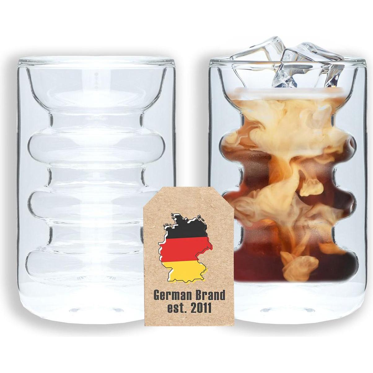 Thumbnail - Intirilife, Tasse, Thermo Kaffee Tee Glas 190 ml Rillen Style (190 ml, 2 x)