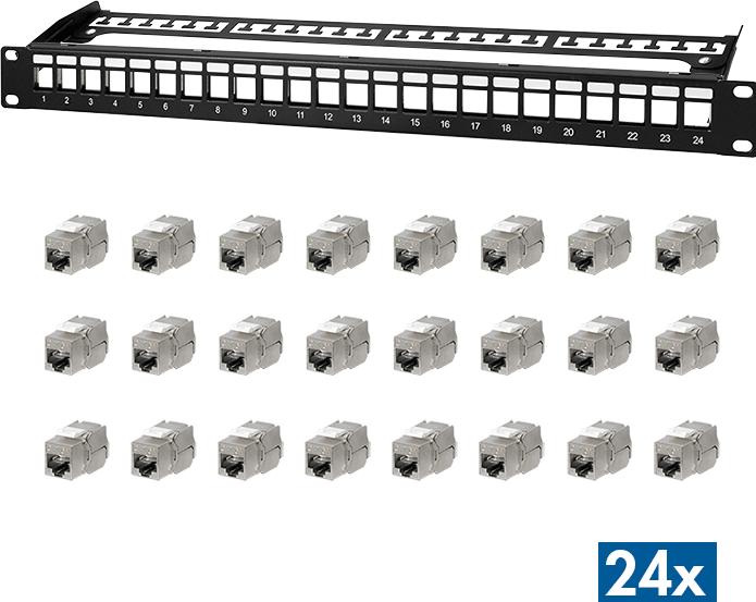 Immagine prodotto LogiLink Modulares 24-Port Cat.6A Keystone Patchpanel, 1 HE, 19" Einbau, PrimeLine