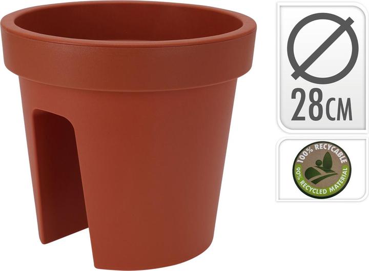 Actual product image House & Garden 6er-Set Balkon-Blumentopf rund, terracotta, Geländertopf, Ø 28 cm (28 x 25 cm)