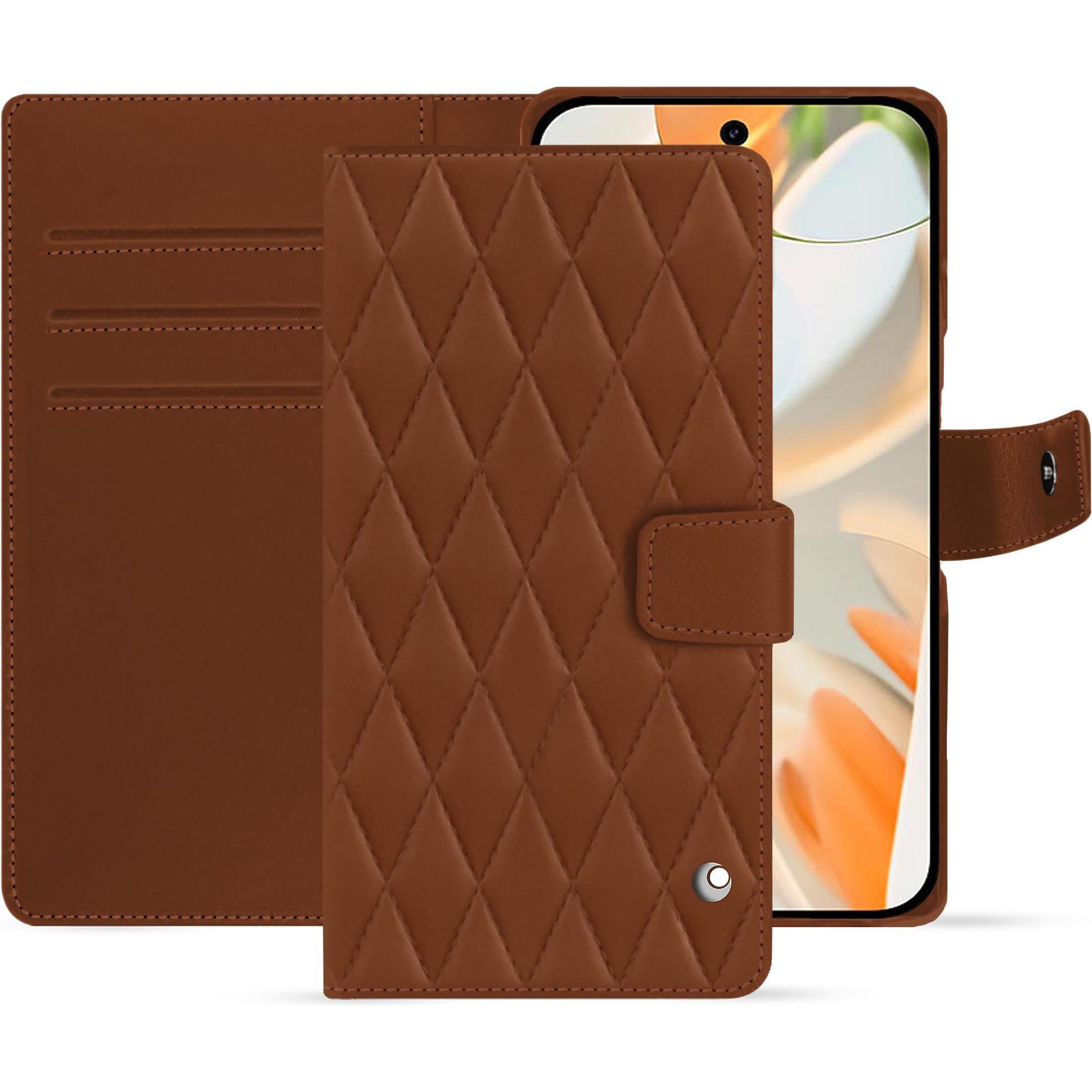 Noreve Lederschutzhülle Google Pixel 9 Pro (Google Pixel 9 Pro Fold), Smartphone Hülle, Braun