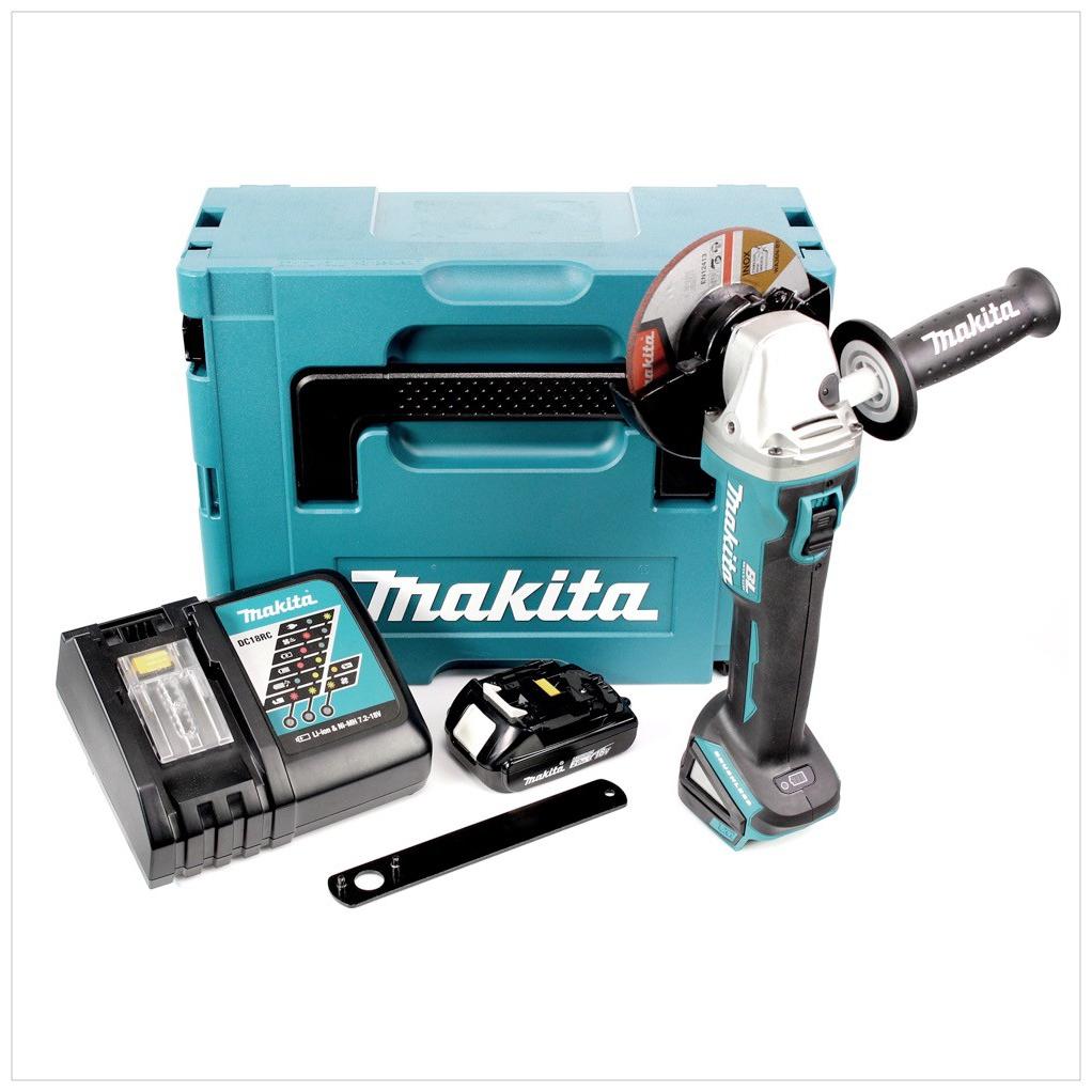 Thumbnail - Makita, Winkelschleifer, DGA 504 RA1J Akku Winkelschleifer 18 V 125 mm Brushless + 1x Akku 2,0 Ah + Ladegerät + Makpac (...