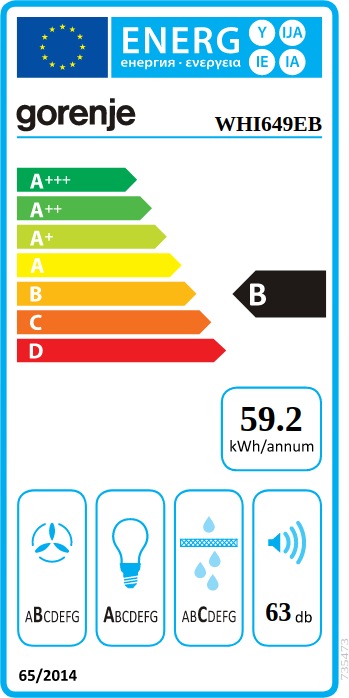 Energie-Label Gorenje Haube WHI649EB (Wandhaube)