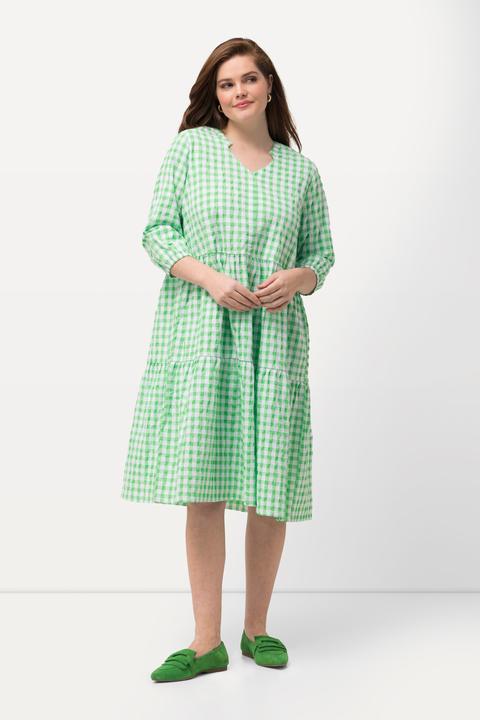 Produktbild Ulla Popken Tunika-Midikleid, Bubble-Qualität, V-Ausschnitt, 3/4-Arm (50, 52)