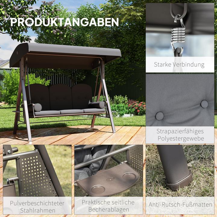 Immagine prodotto Outsunny Hollywoodschaukel Metall, Polyester Dunkelgrau