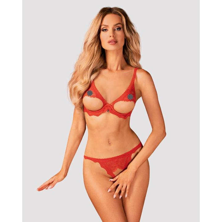 Immagine prodotto Obsessive Set di reggiseno aperto Bergamore 2 pezzi - Rosso (S)