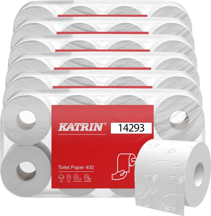 Image du produit Katrin 14293 Classic Toilet 400, 6 x 8 rouleaux de 400 feuilles (48 pcs)