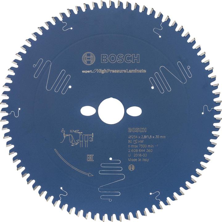 Image du produit Bosch Professional Zubehör Lame de scie circulaire Expert for High Pressure Laminate, 254 x 30 x 2,8 mm, 80