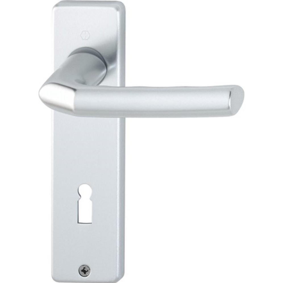 Hoppe, Türgriff + Fenstergriff, Kurzschildgarnitur Birmingham 1117/202KP Aluminium F1 OB eckig Drückergarnitur (Türgarni...