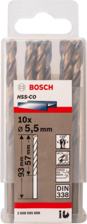 Produktbild Bosch Professional Zubehör PRO Stainless Steel HSS-Co Spiralbohrer, 5.5 x 57 x 93 mm (5.5 mm)