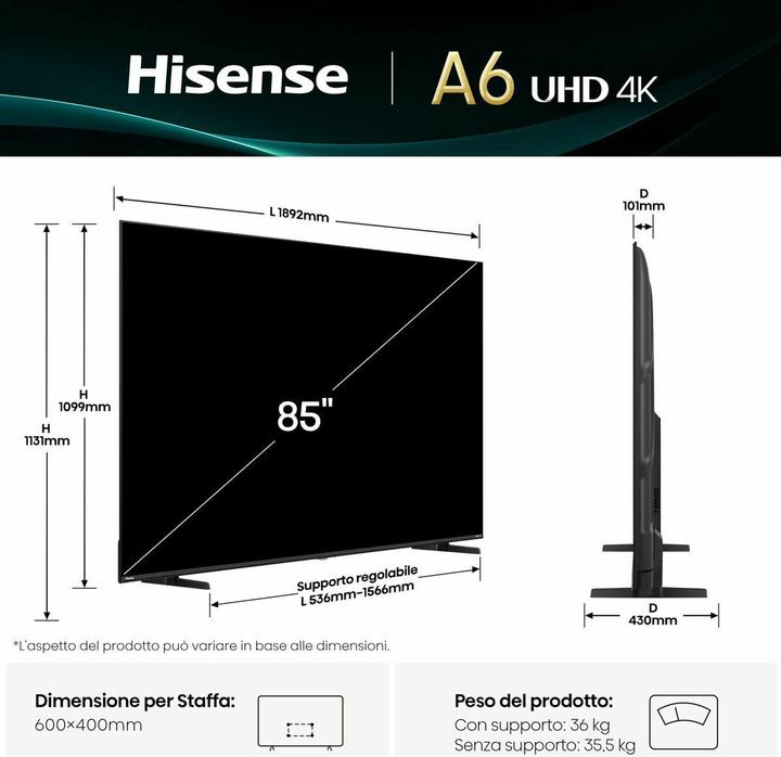 Produktbild Hisense TV 85A6Q (85", LED, 4K)