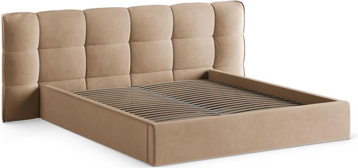 Actual product image Micadoni Velvet Storage Bed With Headboard, "Eric", Sand, 225x290x104 Made in Europe (200 x 200 cm)