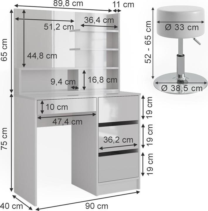 Image du produit Vicco Sherry mit Hocker (90 x 40 x 75 cm)