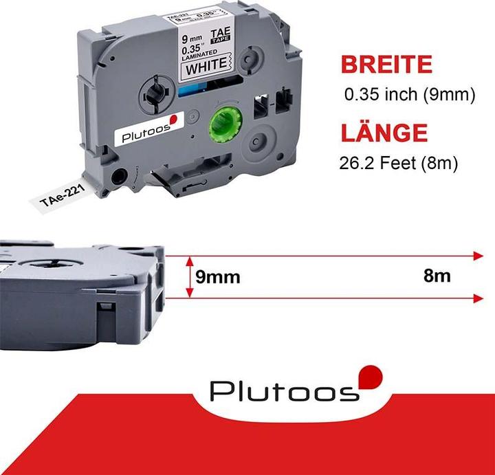 Plutoos Brother P-Touch TZ-221 9mm compatible