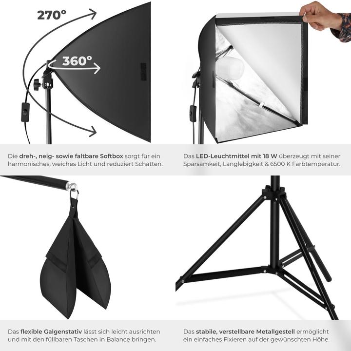 Immagine prodotto tectake Luce da studio con softbox, treppiede e borsa (Luce studio)