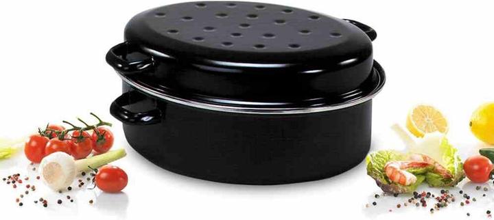 Produktbild Krüger Gänsebräter oval 7,5 l Ø38cm emailliert schwarz matt (Bräter + Schmortopf, Stahl)