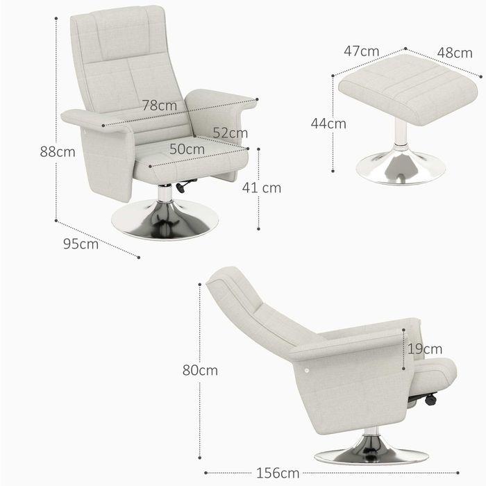 Image du produit Swisshandel24 Massagesessel mit Fusshocker, elektrischer Relaxsessel mit Liegefunktion Creme