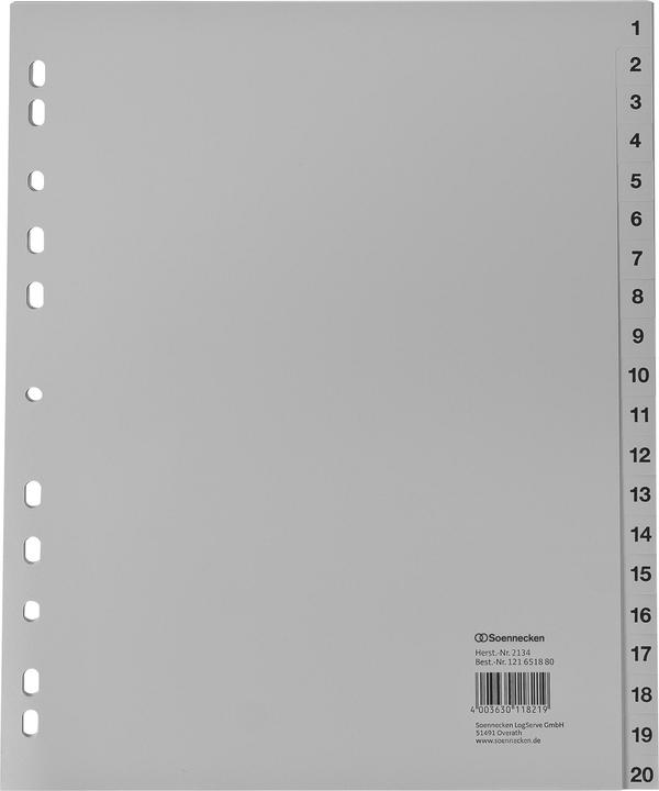 Soennecken Zahlenregister DIN A4 Überbreite 1-20