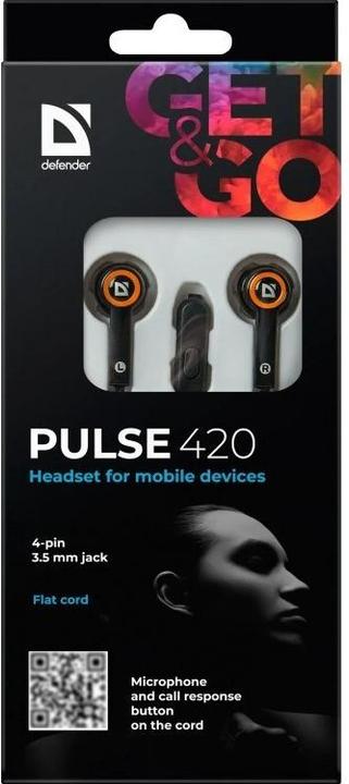 Actual product image Defender Wired headphones Pulse 420 black-orange (Cable)